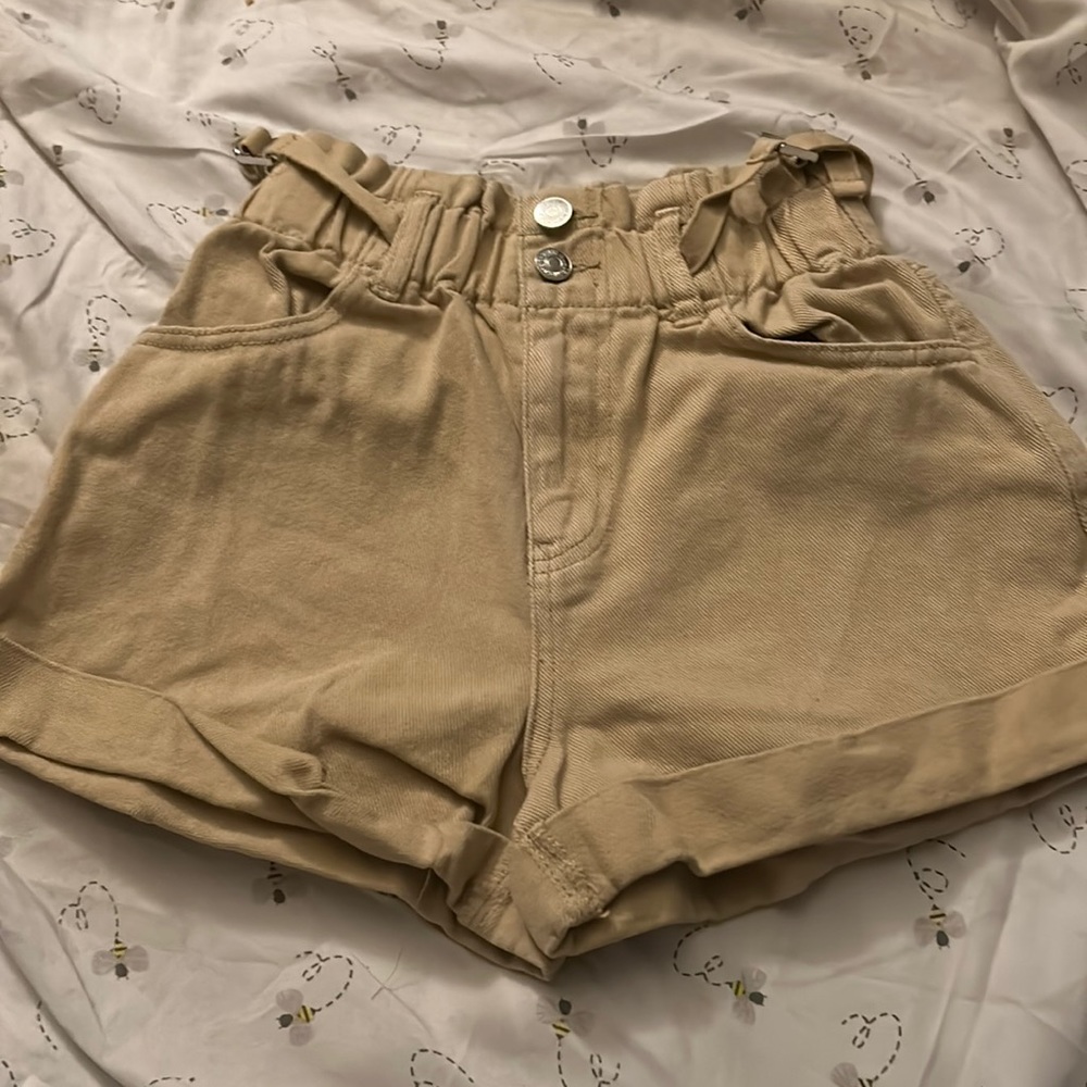 Tan high waisted shorts